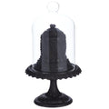 6" HALLOWEEN BLACK GLITTERED CAKE IN GLASS DOME STAND
