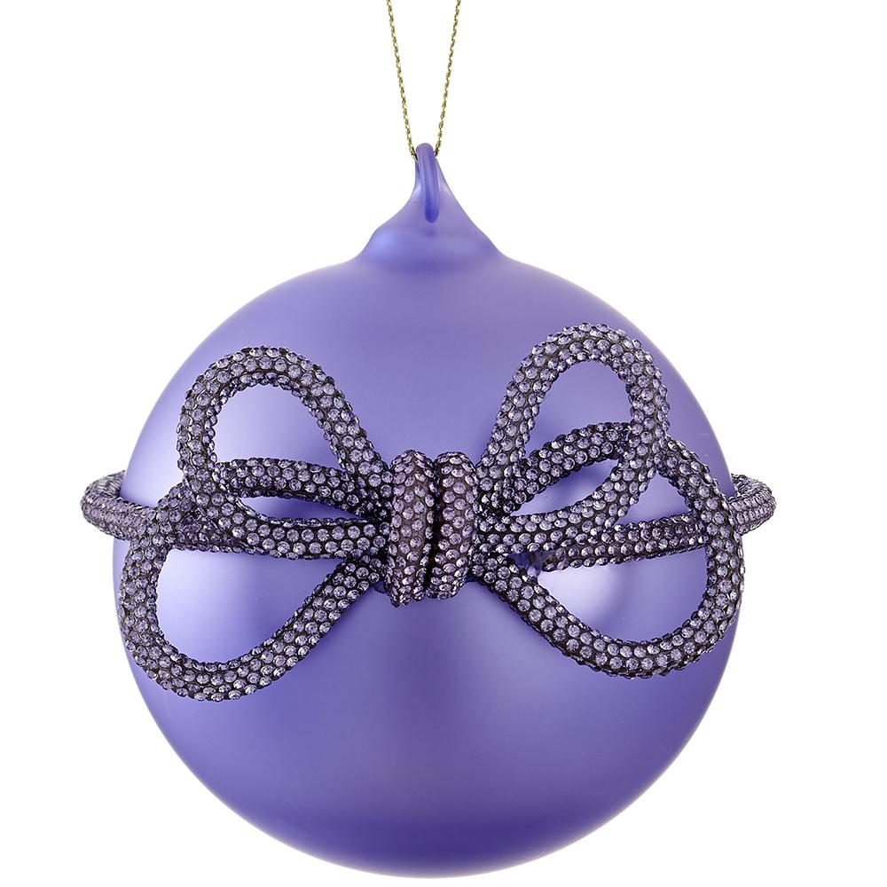 Christmas Carousel Collection - 4" Glass Ball Ornament With Diamond Bow