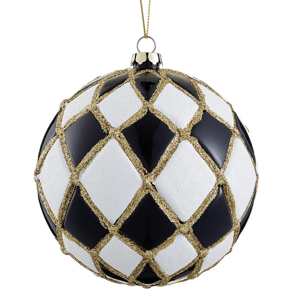 4" Glittered Harlequin Ball Ornament