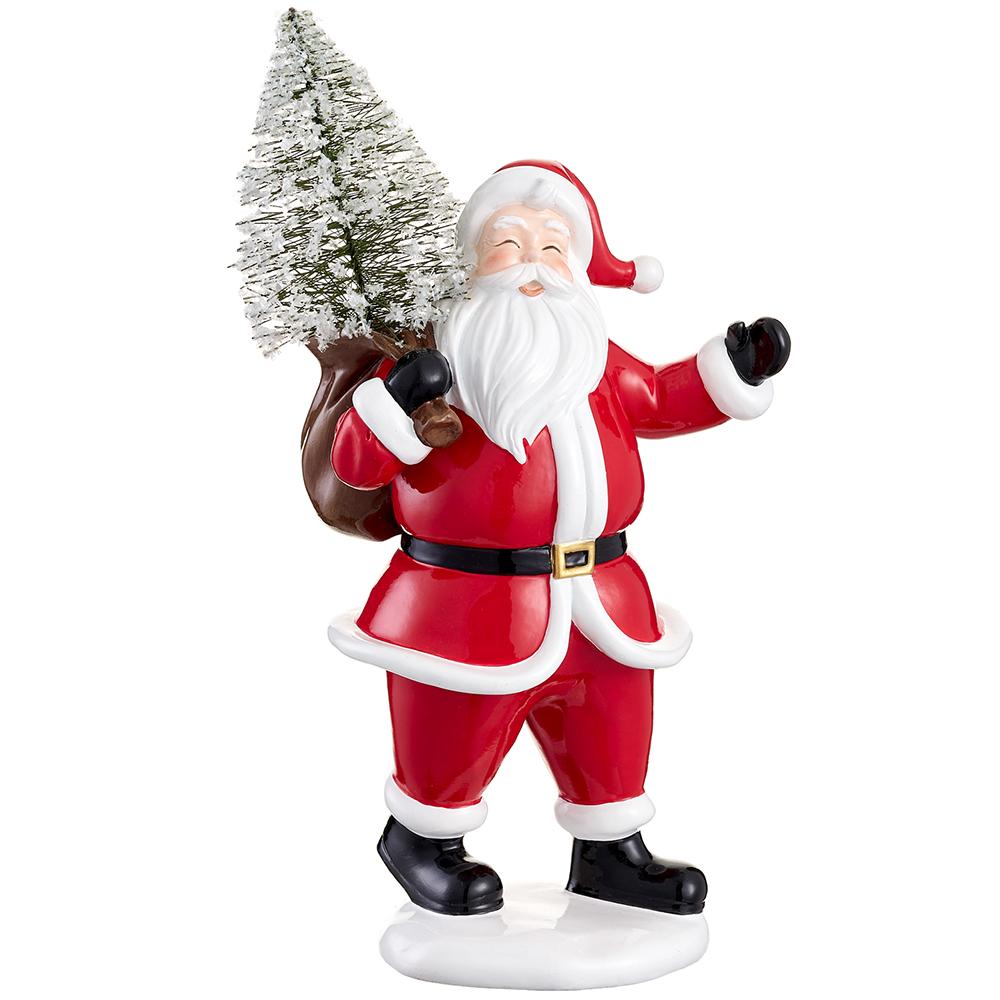Christmas Carousel Collection - 14" Santa Holding A Tree