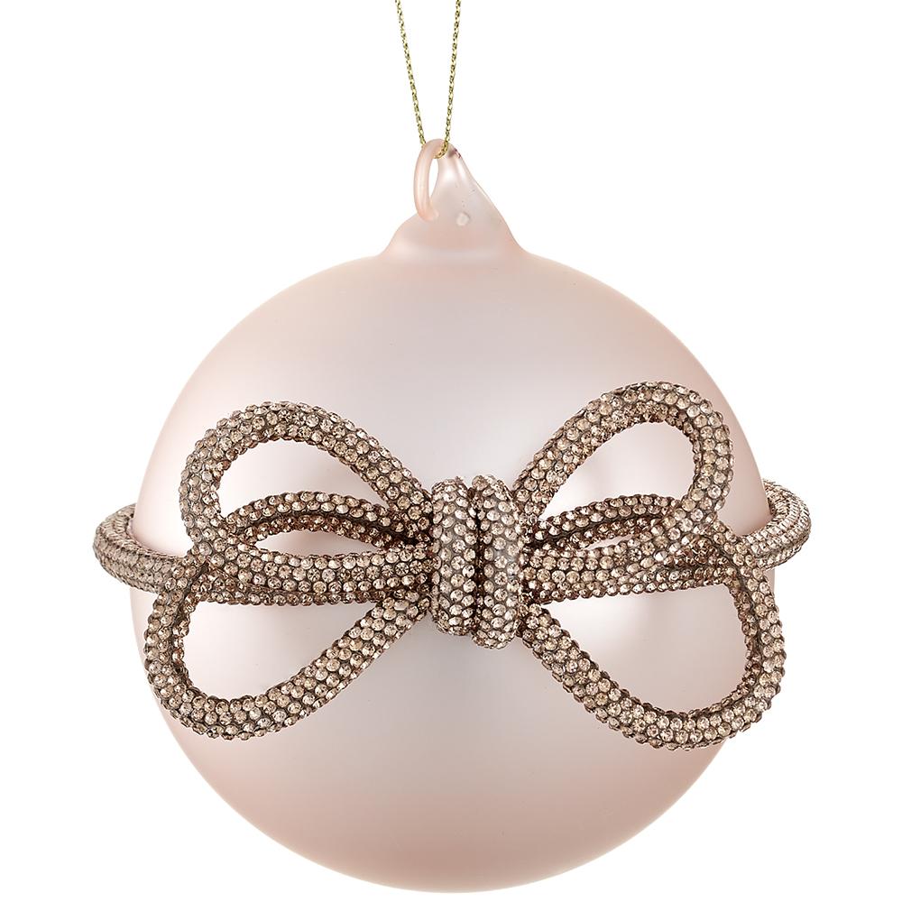 Christmas Carousel Collection - 4" Glass Ball Ornament With Diamond Bow