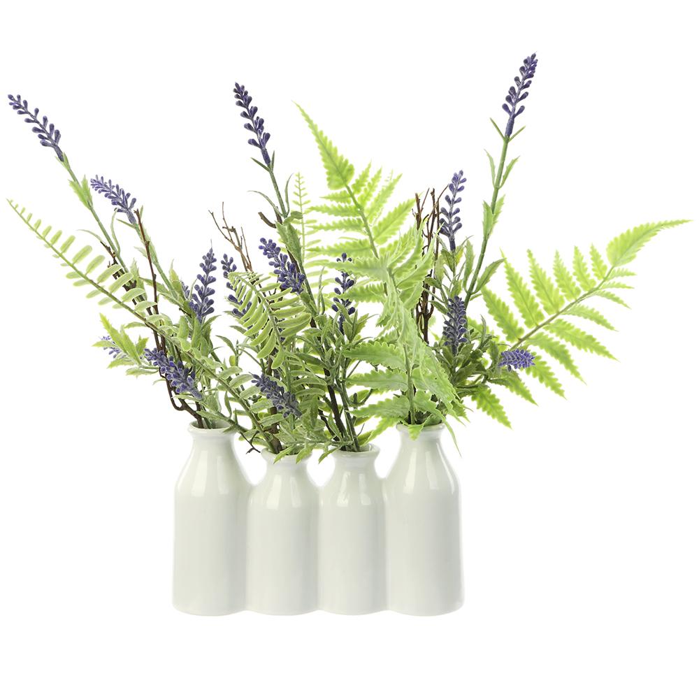 12" Lavender / Fern in Ceramic Vase