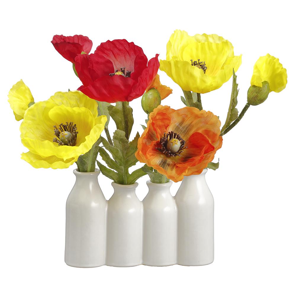9.5" Poppy in Ceramic Bottle Vase