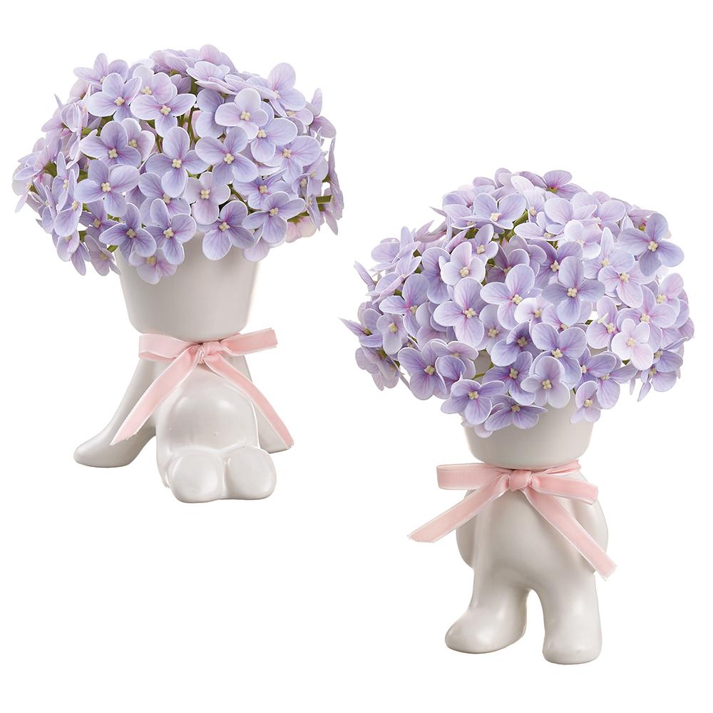 7.5"-8.5" Hydrangea in Ceramic Vase - SET OF 2
