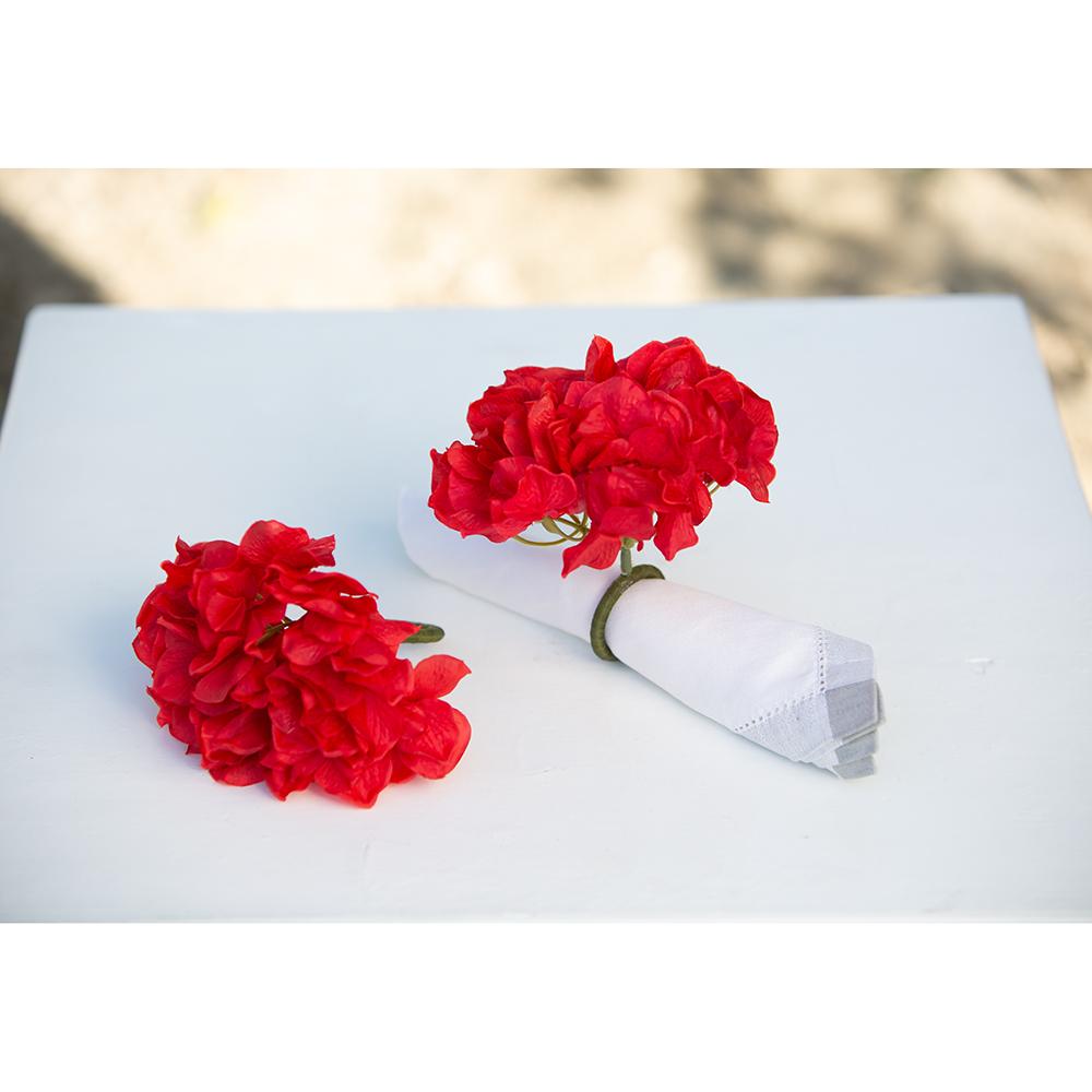 7"D Red Hydrangea Napkin Ring