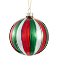 Christmas Carousel Collection - 4" Glass Ball Ornament  Red Green