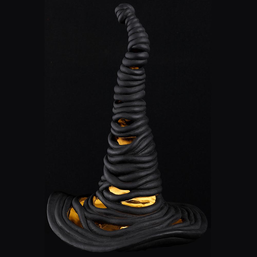17" Battery Operated Witch's Hat With Light Black