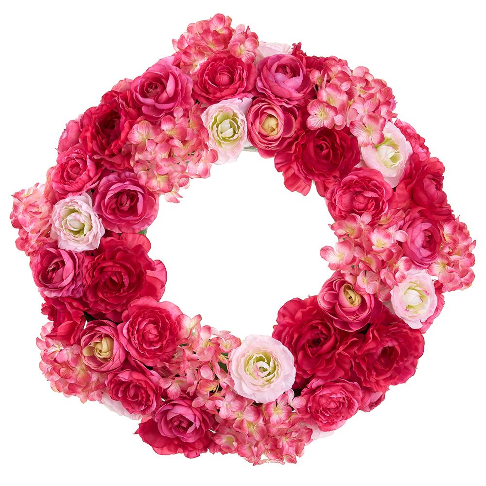 Valentine's Day - 20" Ranunculus / Hydrangea Wreath Pink