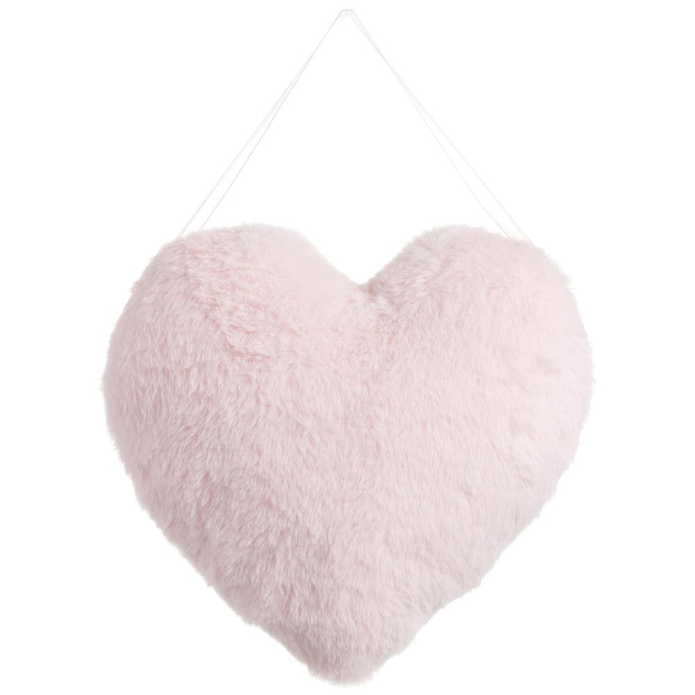 Valentine's Day - 3.9"Wx9.8"L Fluffy Heart-Shaped Ornament Pink