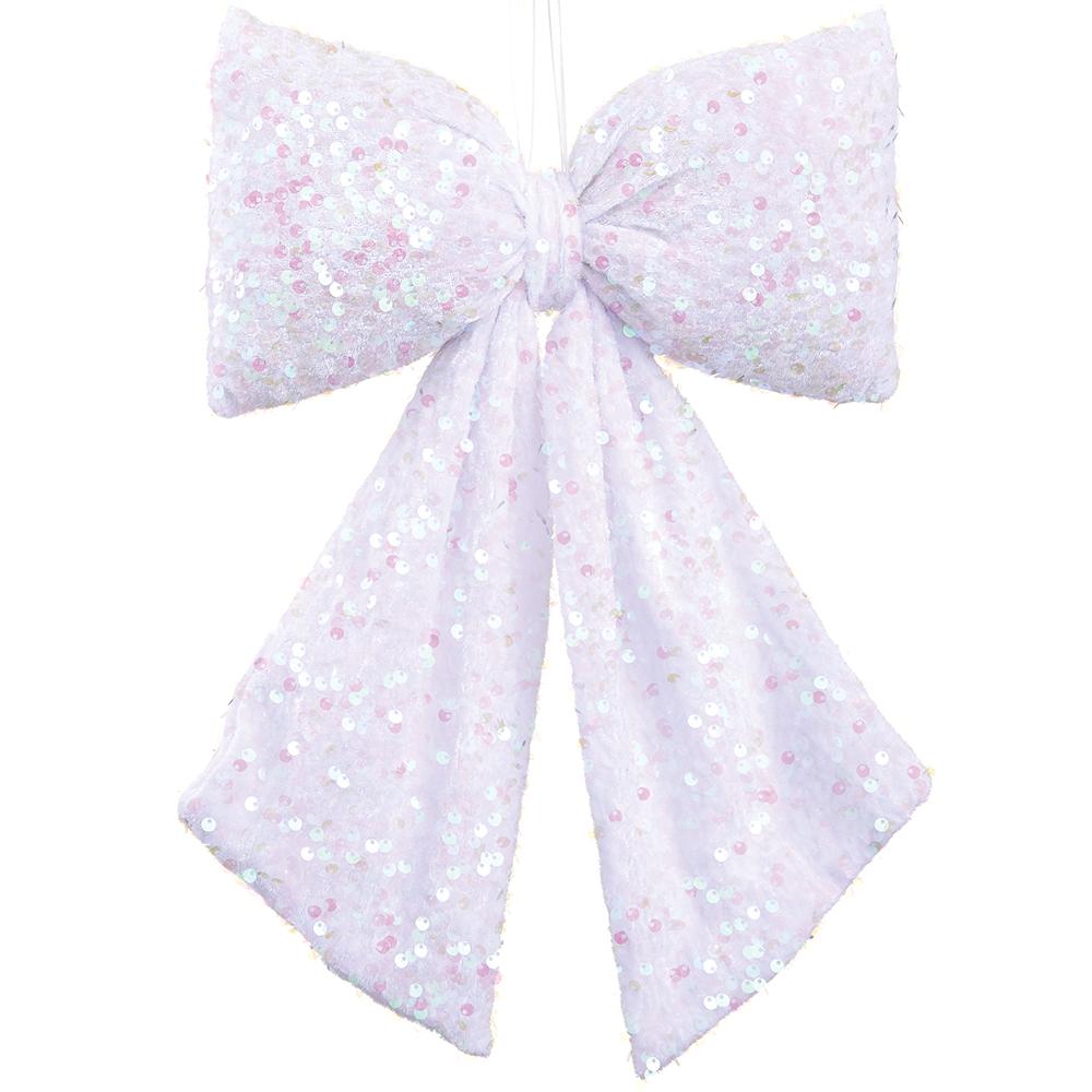 Cupids Valentine - 10"Wx15"L White Sequin Bow