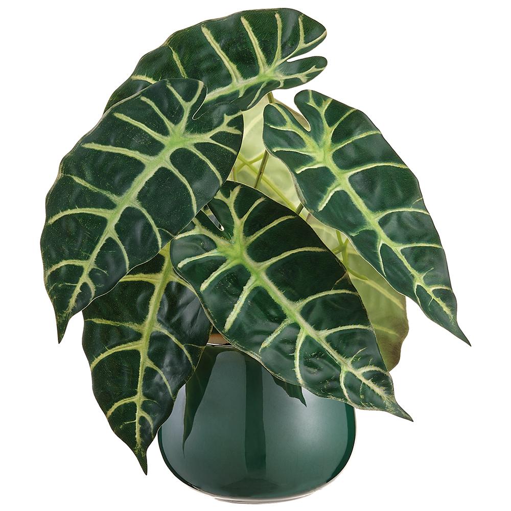 10" Faux Alocasia Plant in Ceramic Vase