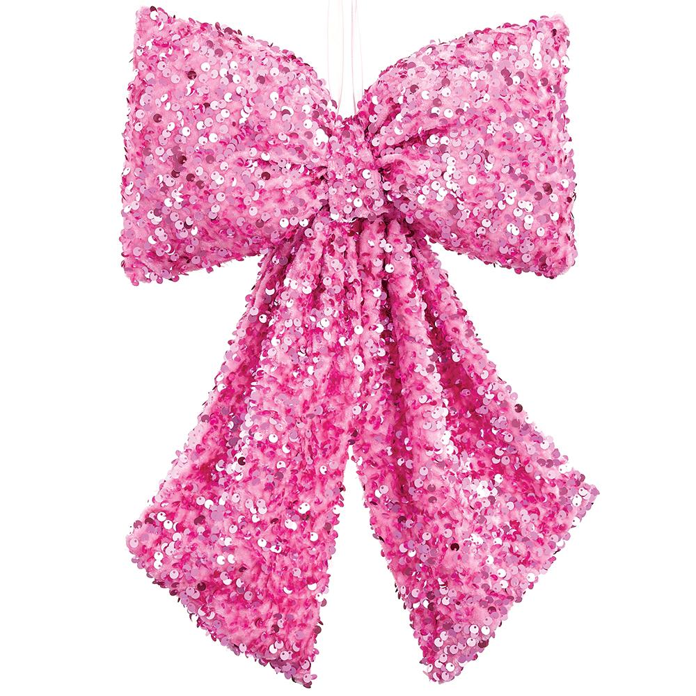 Cupids Valentine - 10"Wx15"L Pink Sequin Bow