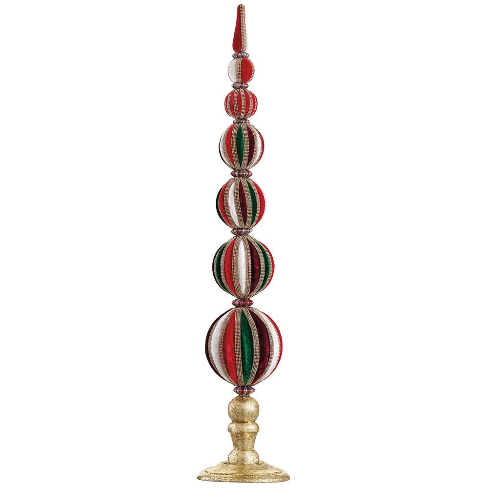 Christmas Carousel Collection - 29" Diamond Velvet Ball Table Top Red Green