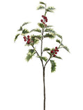 Christmas Carousel Collection - 28" Iced Holly Spray with Berry Variegated Ice