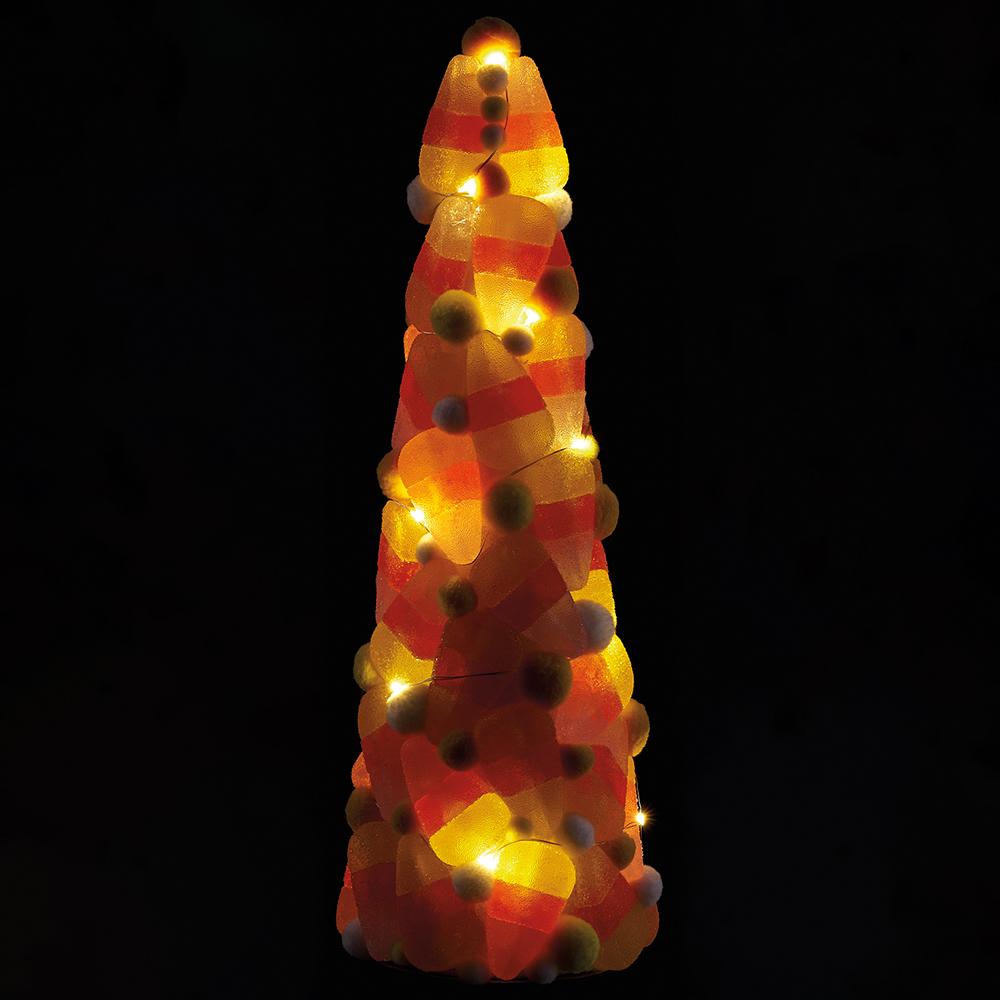 14.5" Battery Operated Candy Corn Topiary Tree Orange Yellow