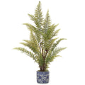33" Leather Fern in Ceramic Vase