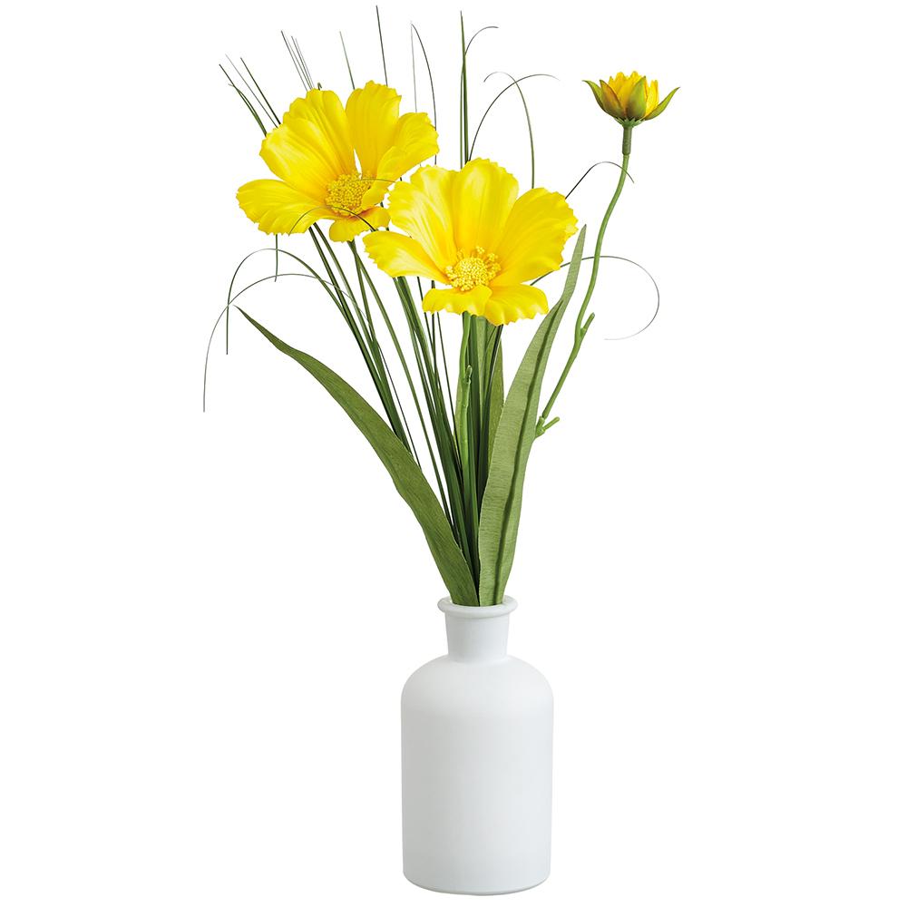 14" Cosmos in Glass Vase - Yellow
