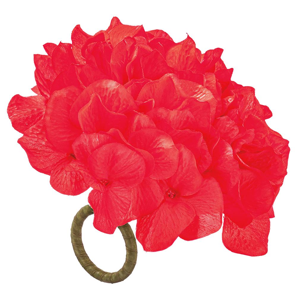 7"D Red Hydrangea Napkin Ring