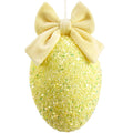 7.5" Yellow Glittered Egg Ornament With Bow