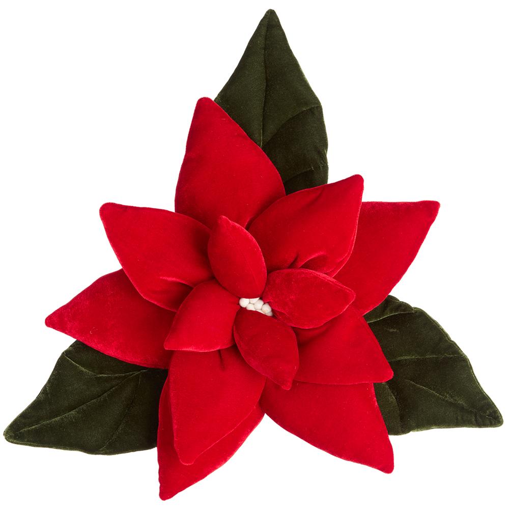 Christmas Carousel Collection - 18" Poinsettia Pillow