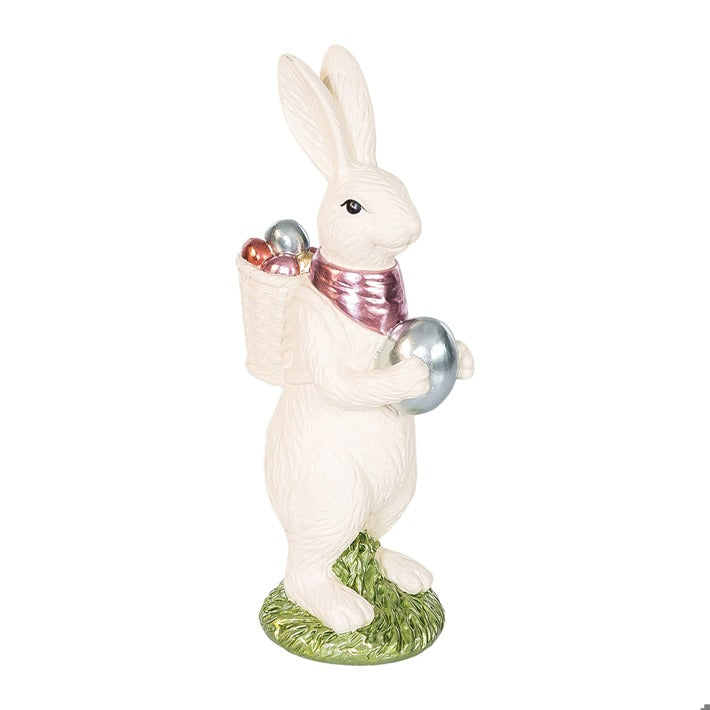 9.7" Resin Chocolate Bunny with Basket