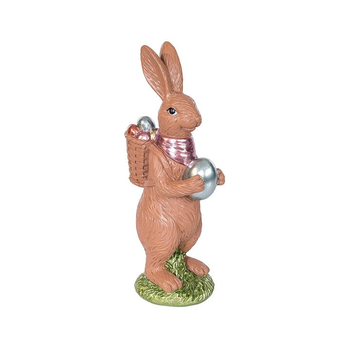 9.7" Resin Chocolate Bunny with Basket