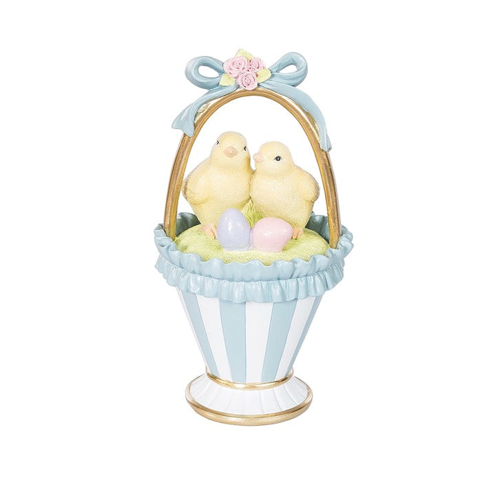 8.6" Resin Chicks in Easter Basket