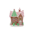 9-inch LED Pink Gingerbread House Figurine