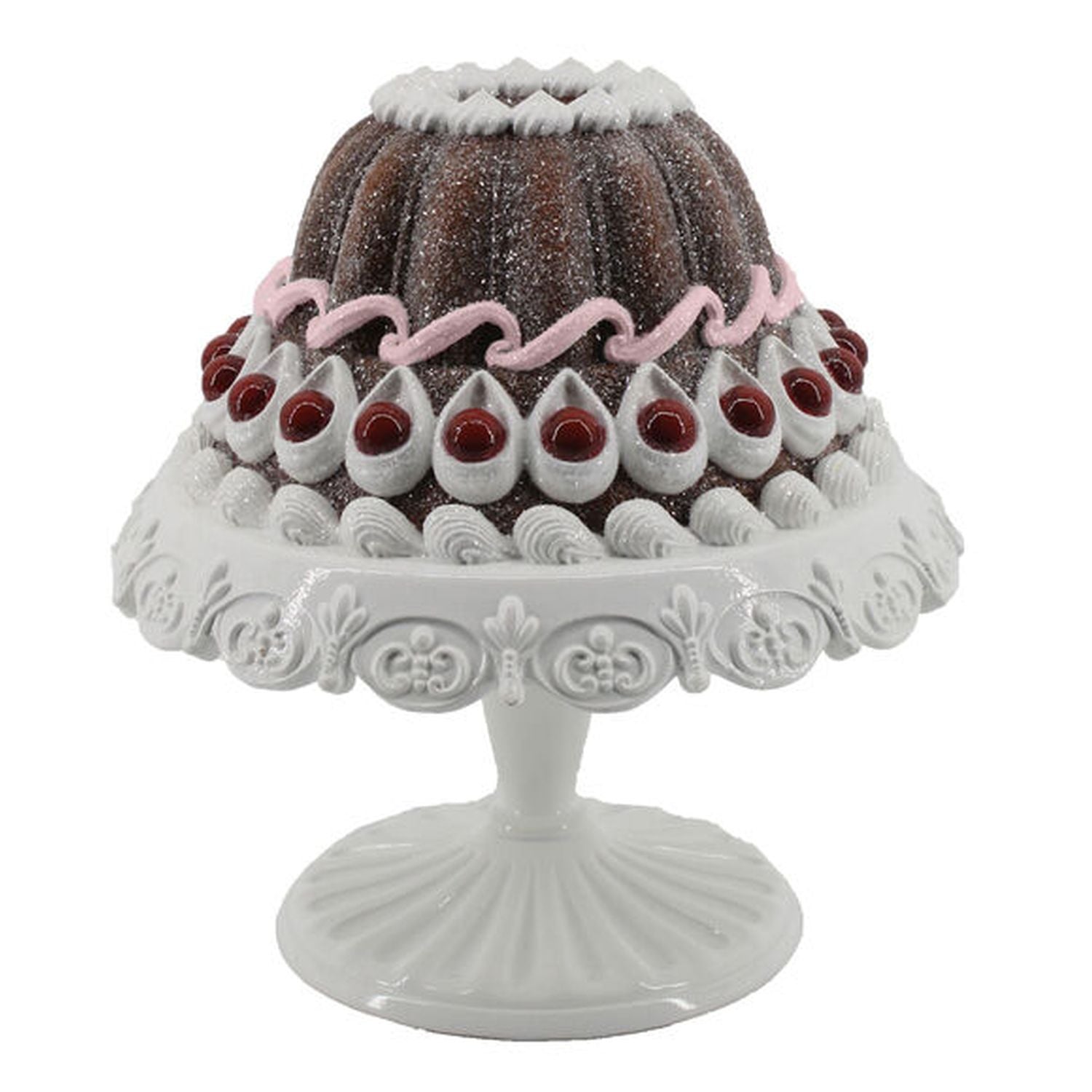 Gingerbread Bundt With Trimmed Cherries.