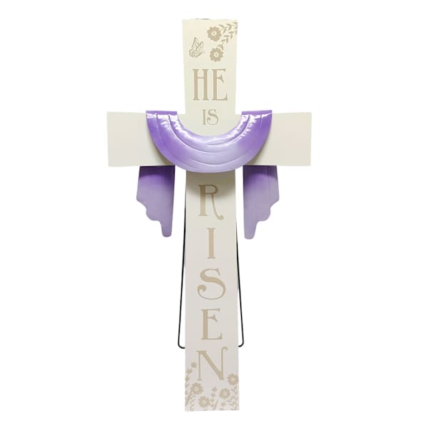 35" He Is Risen Cross Porch Leaner