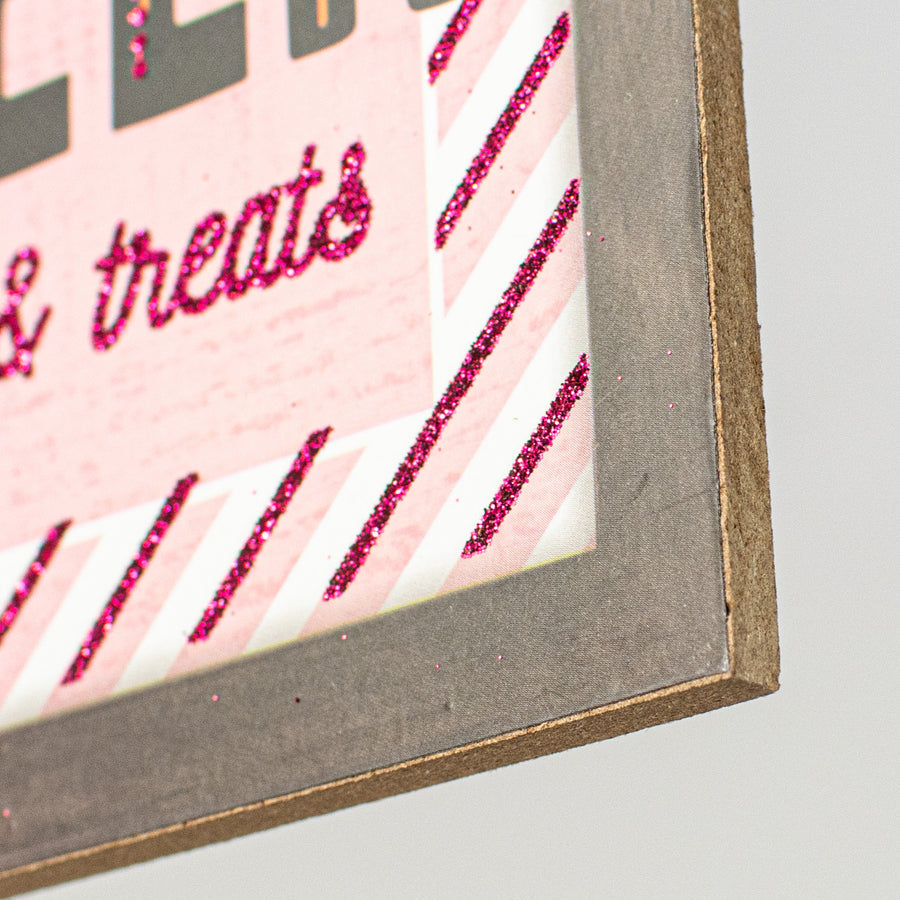 10" Square Pink Happy Halloween Pumpkins Sign