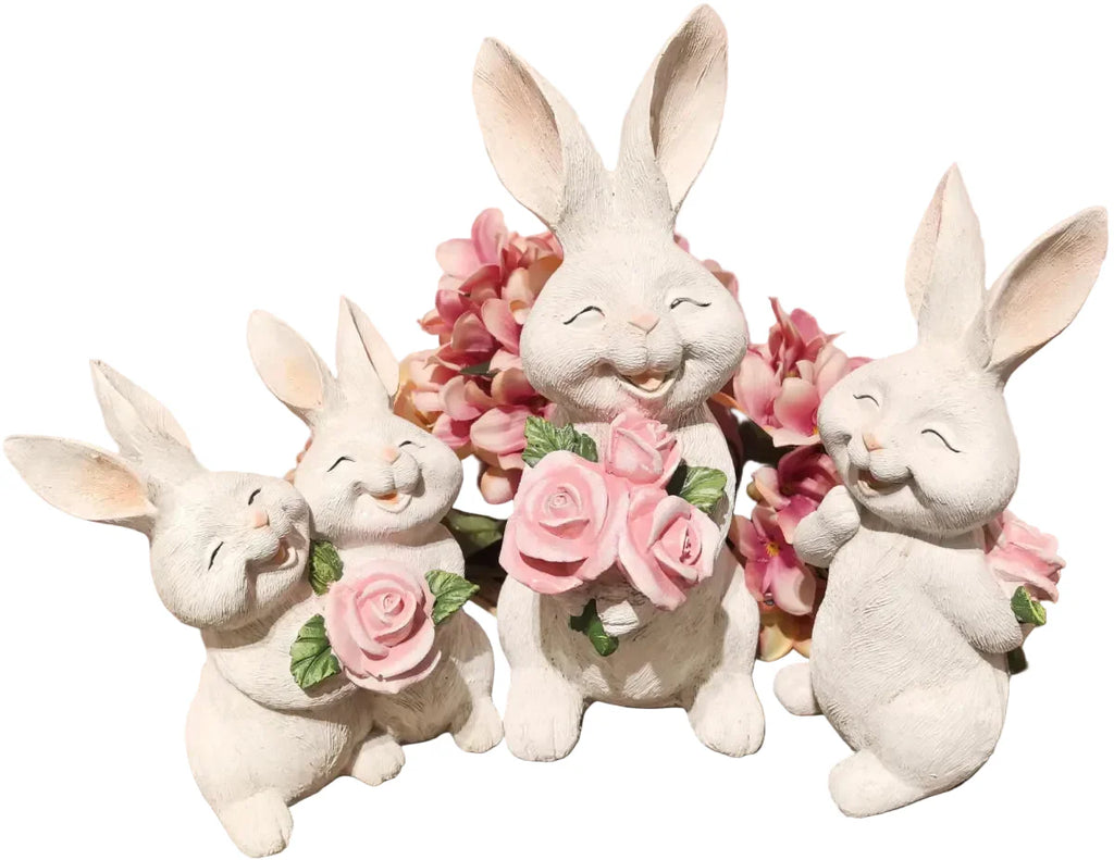 7.5" - 10" &  12" Bunny with Roses - SET OF 3