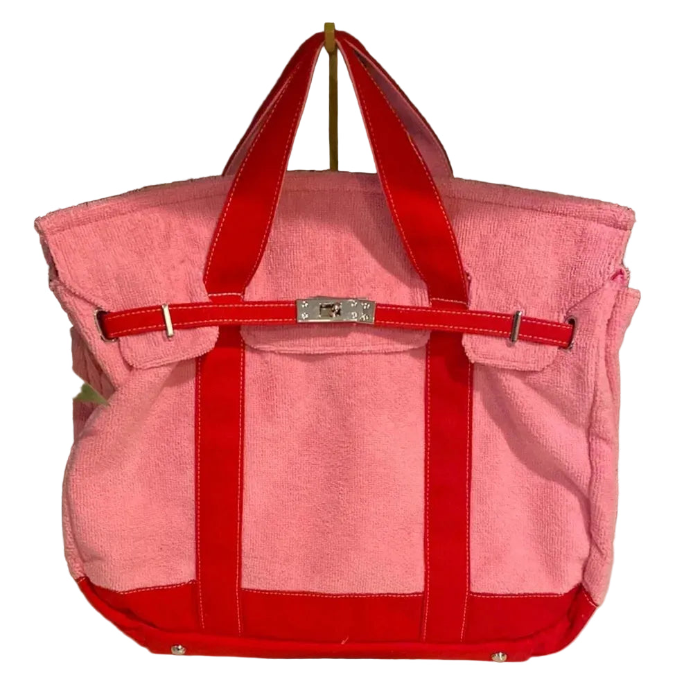 Boatkin Terry Pink & Red Large Tote Bag