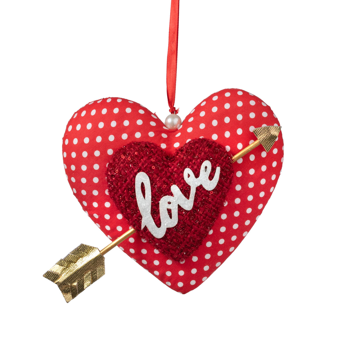 Valentine's Day - 9" Love Hearts Cupid Arrow Ornament