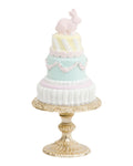 14" Resin Bunny Cake With Gold Pedestal