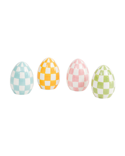 4" Checker Ceramic Eggs - SET OF 4