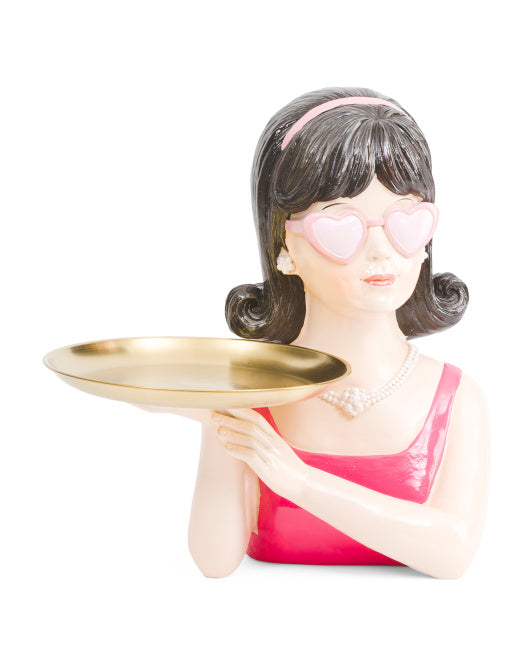Cupid's Valentine - 14" Lady With Tray Decor