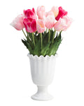 21" Real Touch Faux Tulip Arrangement In Ceramic Vase