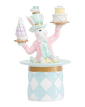 11" Resin Bunny In Tophat Holding Cakes