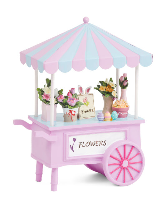 10" Resin Easter Flowers Cart