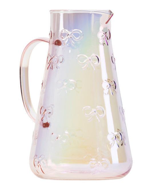 9" Embossed Bow Glass Pitcher