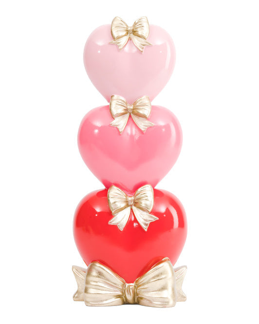 Cupid's Valentine - 20" Stacked Hearts With Bows Table Top