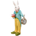 Resin Bunny with Pocket Watch and Cup 18.75"