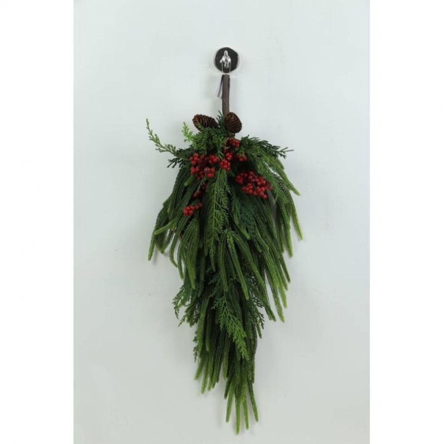 Christmas Carousel Collection -  30" Real Touch Pine Berry Cedar Teardrop With Cone