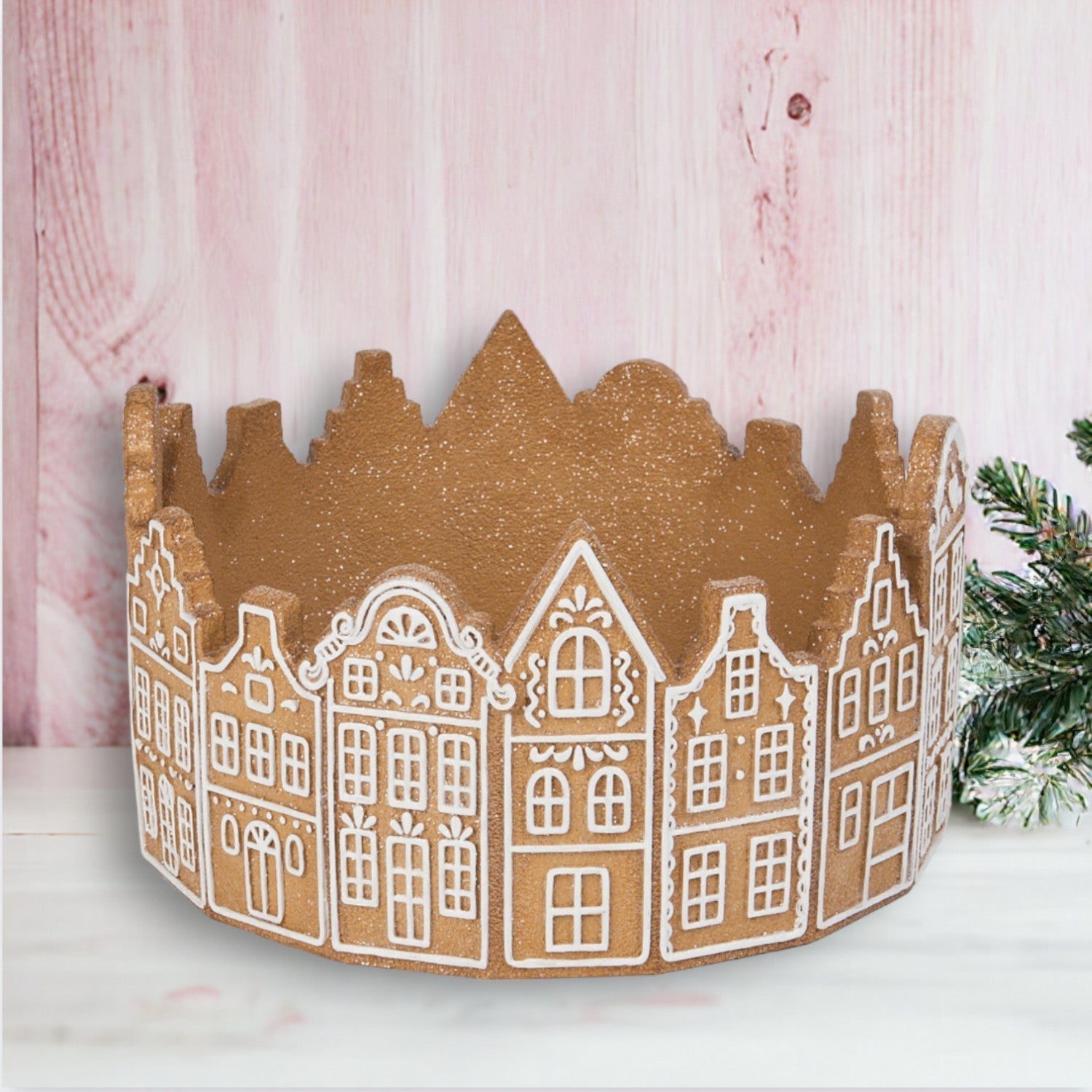 Gingerbread Village 10.5-Inch Gingerbread Houses Container
