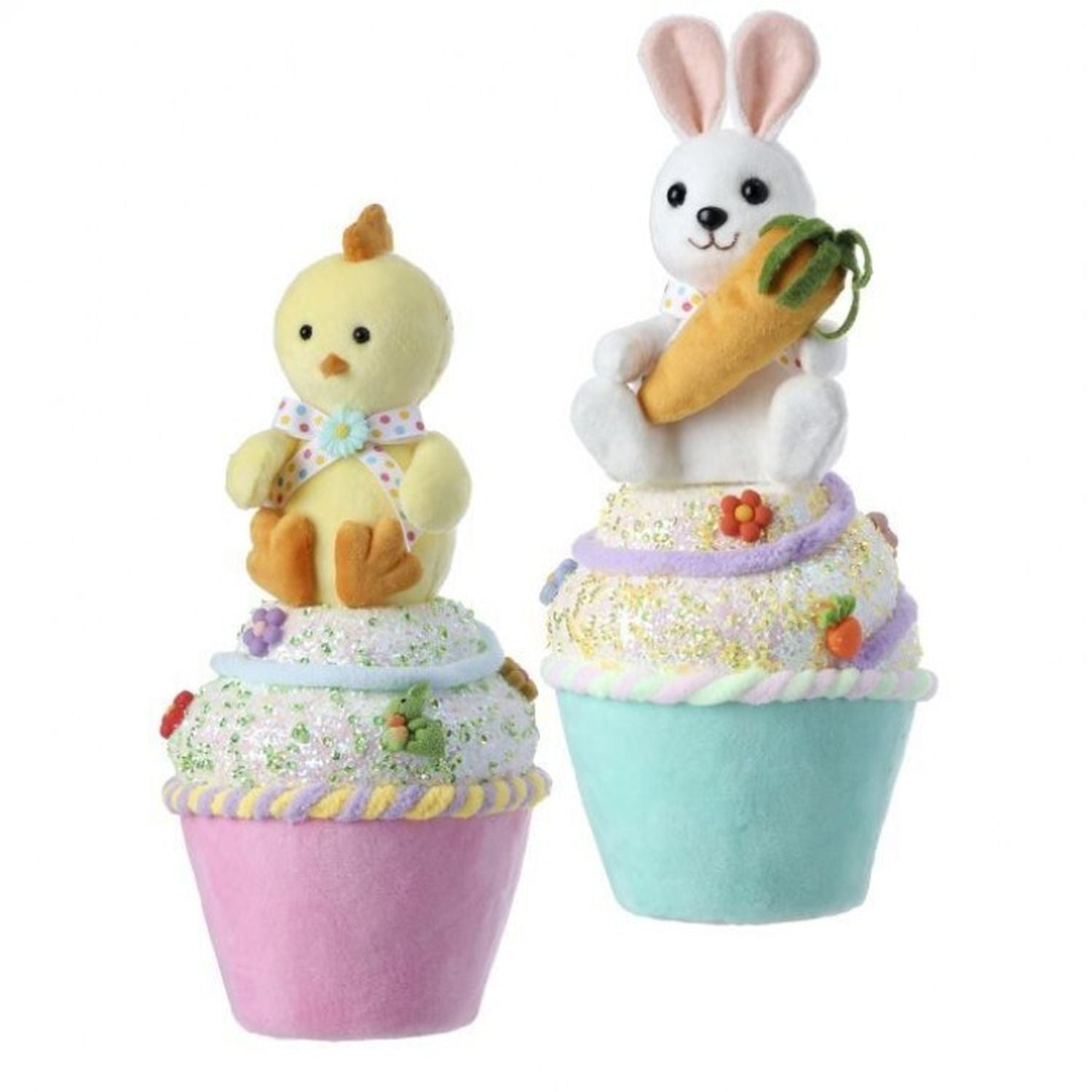 Styro Bunny/Chick Cupcake 10.5", Set of 2, Assortment