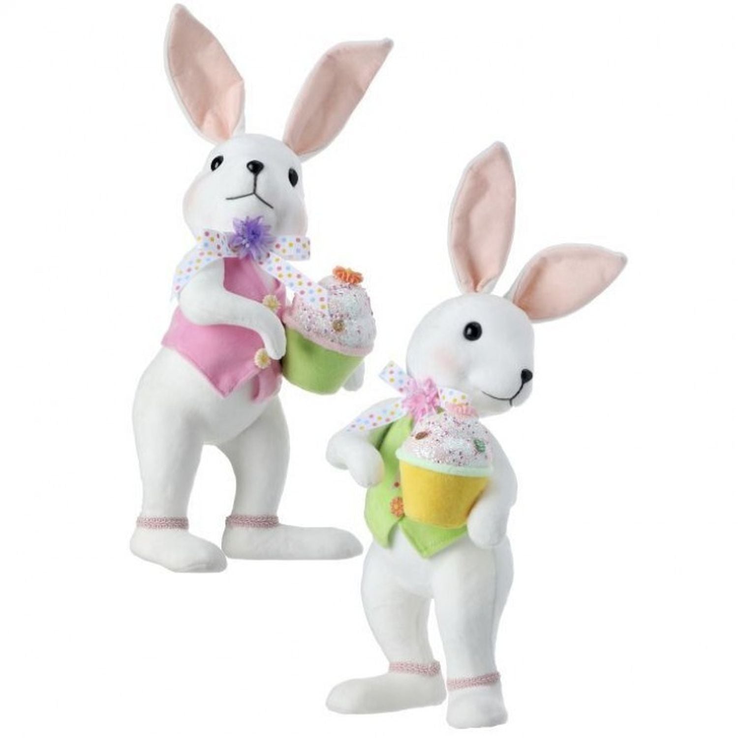 Styro Standing Bunny w/ Cupcake 15.25" Set of 2 Assortment