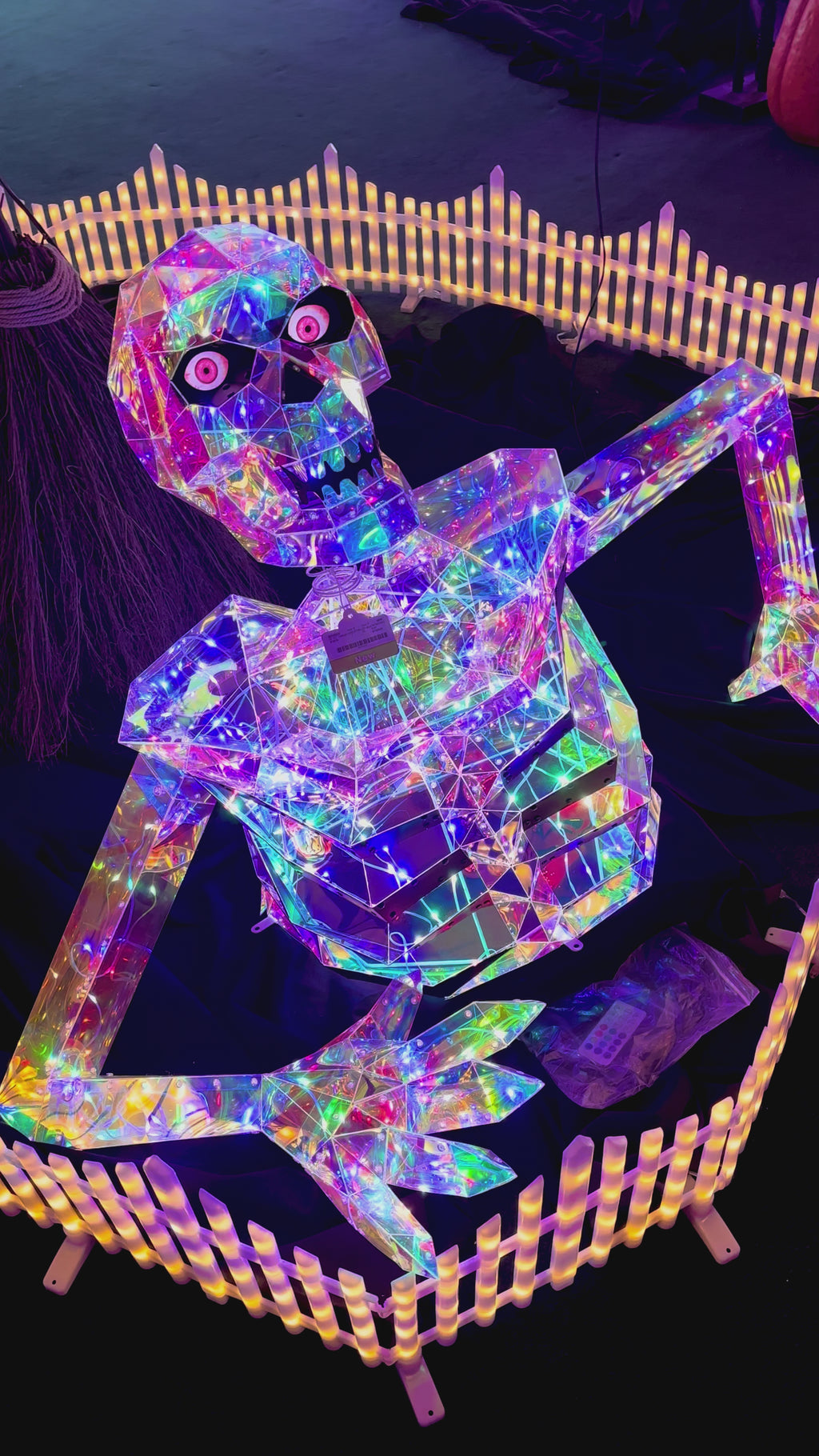 56" Iridescent SKELETON LED WITH MOVING EYES