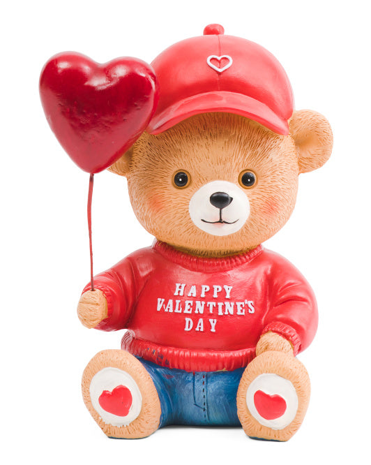 VALENTINE'S DAY - 8" Resin Bear With Heart Balloon