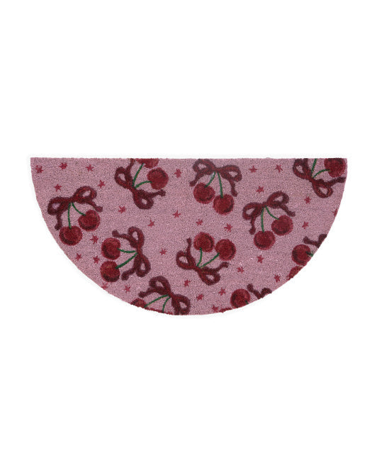 Valentine's Day - 20x40 Cherry Bows Half Round Coir Doormat